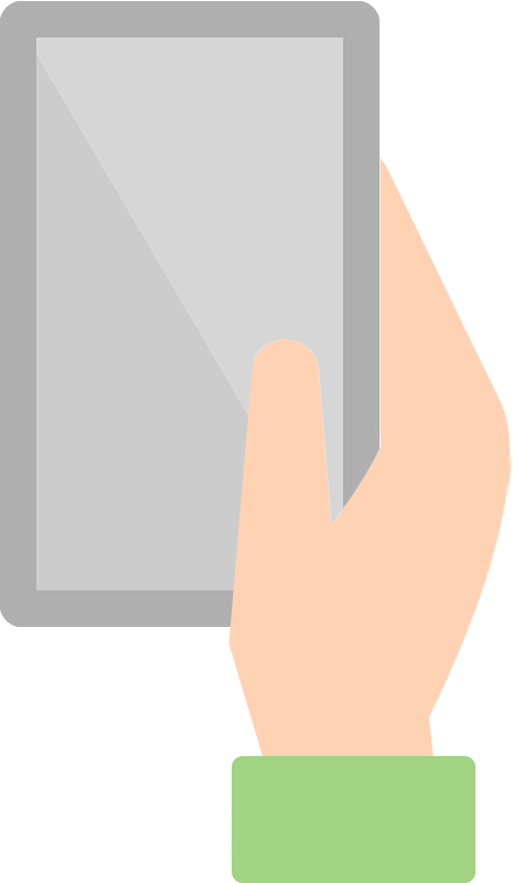 手に持ったスマートフォンの挿絵